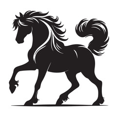 Horse vector silhouette design, isolated white background.