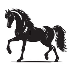 Horse vector silhouette design, isolated white background.