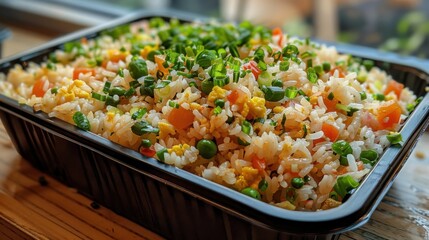 Took a lunch break at the nearby city park. Today, I packed fried rice that I cooked last night.