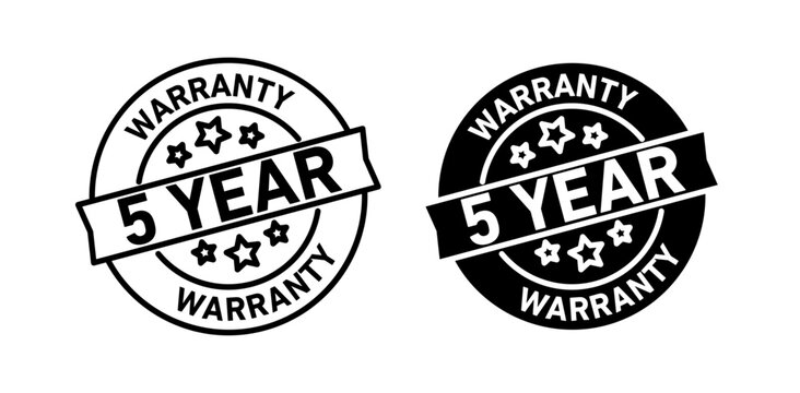 5 year Warranty icon pack in flat and thin liner vectors graphic for ui designs