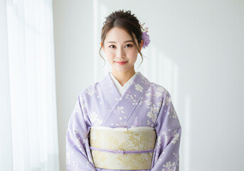 Woman in a Lilac Kimono- traditional attire