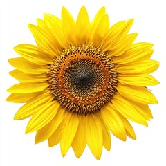 Fototapeta premium Vibrant yellow sunflower isolated on white background.
