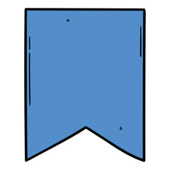 Hand drawn cartoon blue bookmark on white background.