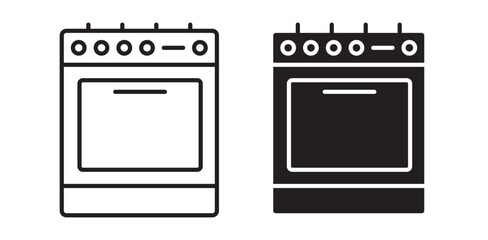 Burner stove icon pack in flat and thin liner vectors graphic for ui designs