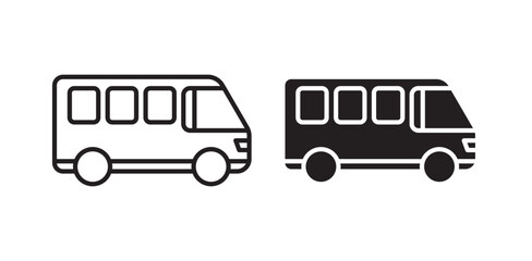 bus icon pack in flat and thin liner vectors graphic for ui designs