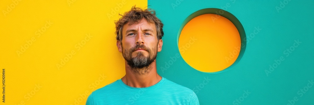 Aufkleber vibrant pop art masculinity bold color-block portrait capturing millennial authenticity and minimali