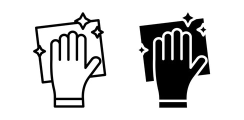 Cleaning with rag icon pack in flat and thin liner vectors graphic for ui designs