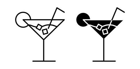 Cocktail icon pack in flat and thin liner vectors graphic for ui designs