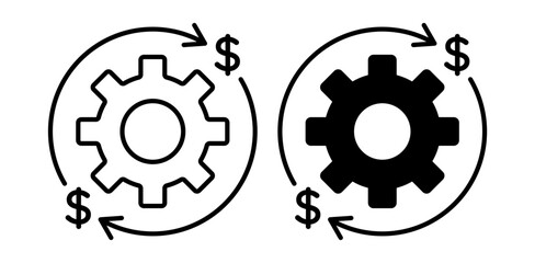 Costs optimization icon pack in flat and thin liner vectors graphic for ui designs