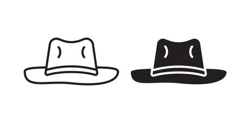 Cowboy hat icon pack in flat and thin liner vectors graphic for ui designs