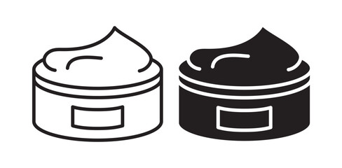 Cream Cosmetics jar icon pack in flat and thin liner vectors graphic for ui designs