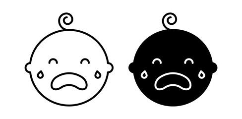 crying baby icon pack in flat and thin liner vectors graphic for ui designs