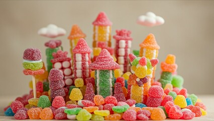 Sugary fantasy city with candy towers