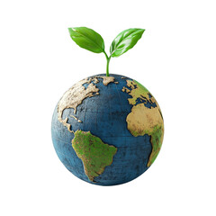 A Tiny Sprout Bravely Emerges From A Weathered Globe, Symbolizing Hope For Our Planets Future Against A Clean White Backdrop Isolated on Transparent Background