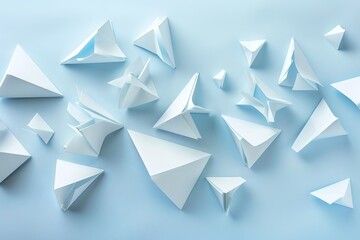 Chaotic Composition of Floating White Pyramids
