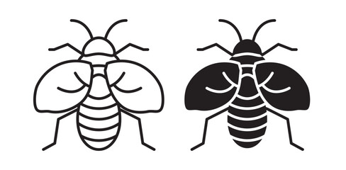 Flying bee icon pack in flat and thin liner vectors graphic for ui designs