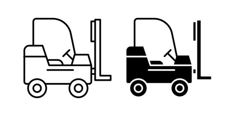 forklift loader icon pack in flat and thin liner vectors graphic for ui designs