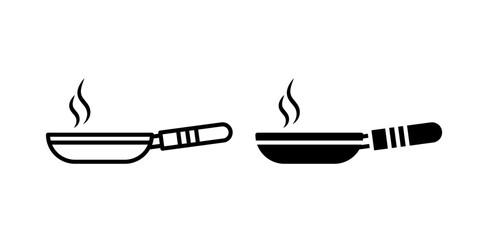 frying pan icon pack in flat and thin liner vectors graphic for ui designs