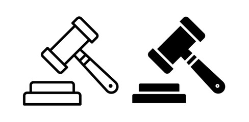 gavel icon pack in flat and thin liner vectors graphic for ui designs