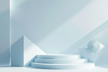 Futuristic 3D Stage with Abstract Geometric Elements