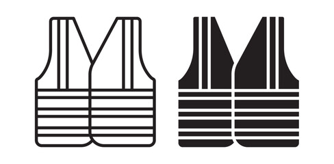 High visibility vest icon pack in flat and thin liner vectors graphic for ui designs