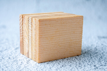 Close up of wooden banners with customizable space for text. Copy space concept
