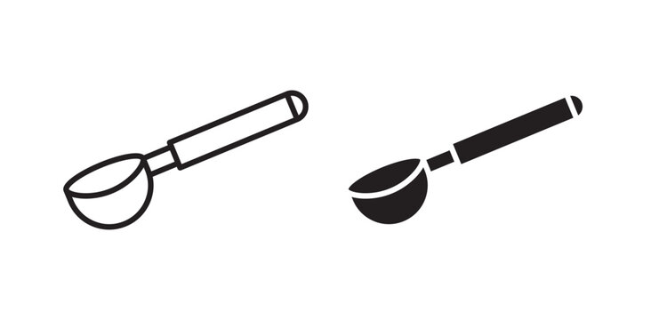 Ice cream scoop icon pack in flat and thin liner vectors graphic for ui designs
