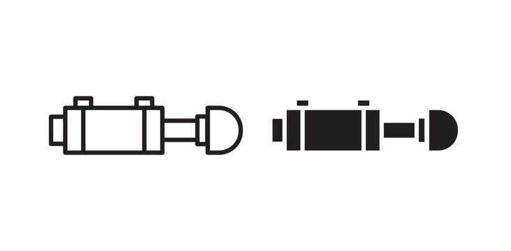 Hydraulic cylinder icon pack in flat and thin liner vectors graphic for ui designs
