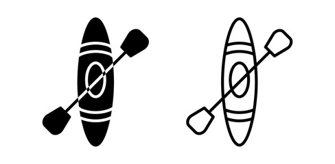 kayak with paddle icon pack in flat and thin liner vectors graphic for ui designs