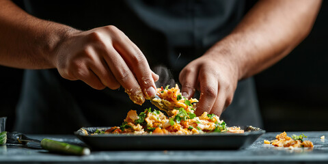 Chef Preparing Seasoned Rice Dish