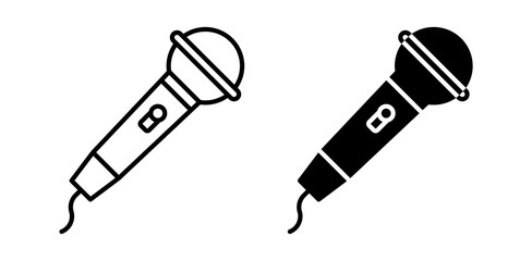 Microphone icon pack in flat and thin liner vectors graphic for ui designs