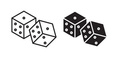 Pair of dice icon pack in flat and thin liner vectors graphic for ui designs