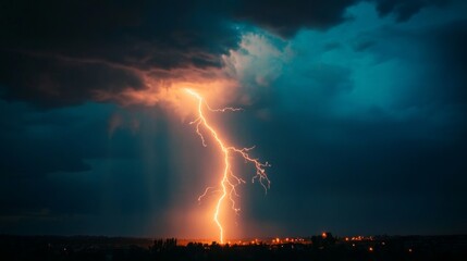 Bright flashes of lightning during a thunderstorm.  Electric light.
