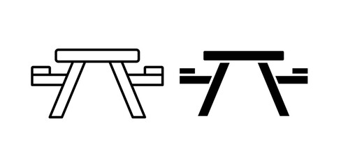 picnic table icon pack in flat and thin liner vectors graphic for ui designs