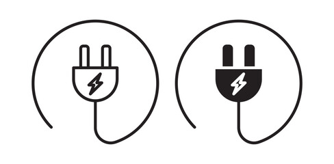plug with cable icon pack in flat and thin liner vectors graphic for ui designs