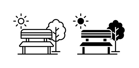 Public place icon pack in flat and thin liner vectors graphic for ui designs