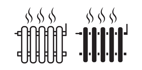Radiator icon pack in flat and thin liner vectors graphic for ui designs