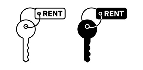 rent key icon pack in flat and thin liner vectors graphic for ui designs