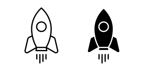 rocket icon pack in flat and thin liner vectors graphic for ui designs