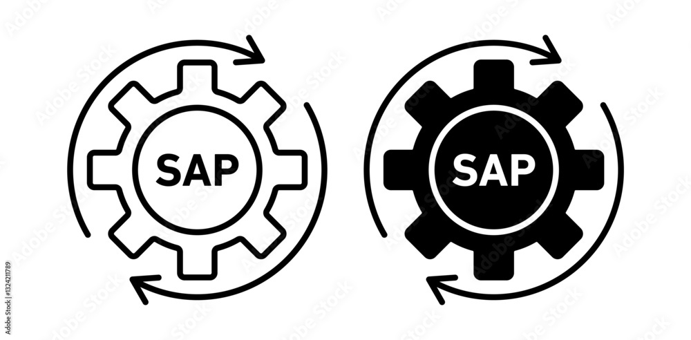 Fototapete sap icon pack in flat and thin liner vectors graphic for ui designs