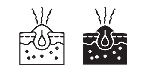 Skin acne icon pack in flat and thin liner vectors graphic for ui designs