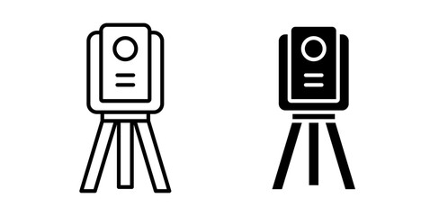 theodolite icon pack in flat and thin liner vectors graphic for ui designs