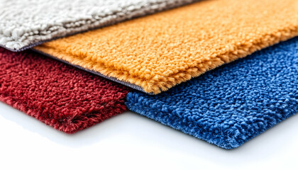 Colorful carpet samples stacked