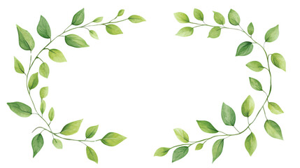  Simple cute frame border vector with green leaves on a transparent background PNG
