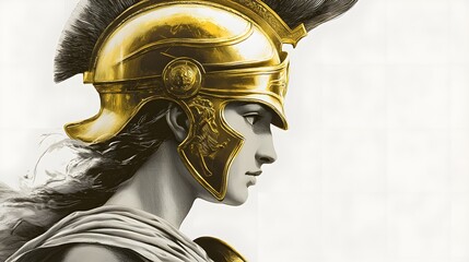 Illustration of Greek Athena Pallas, Goddess of Victorious War - Mythology Artwork