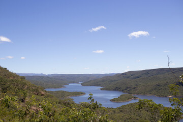 Beautiful background on the edge of the Irapé dam, the second largest hydroelectric dam in Latin...