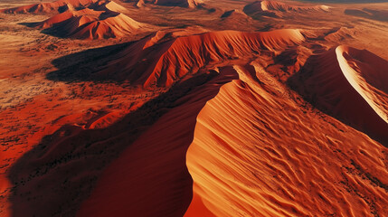 Golden Light on Towering Red Sand Dunes