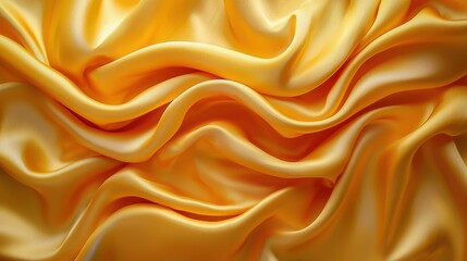 Obraz premium Golden Silk Satin Fabric Wallpaper with Metallic Wave Pattern - Soft Yellow Textile Material Illustration, Luxury Interior Decoration Style