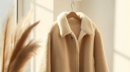 Cozy fashion display stylish boutique apparel photography indoor setting bright ambiance seasonal style inspiration