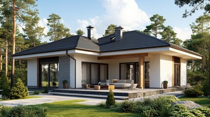 Single-story L-shaped home with a spacious 160 sq. m. interior, offering 3 bedrooms, 2 bathrooms, and a fully equipped kitchen.